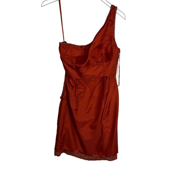 Vintage Scala One-Shoulder Full Sequin and Silk Mini Dress Sparkling Rust Orange - Picture 11 of 11